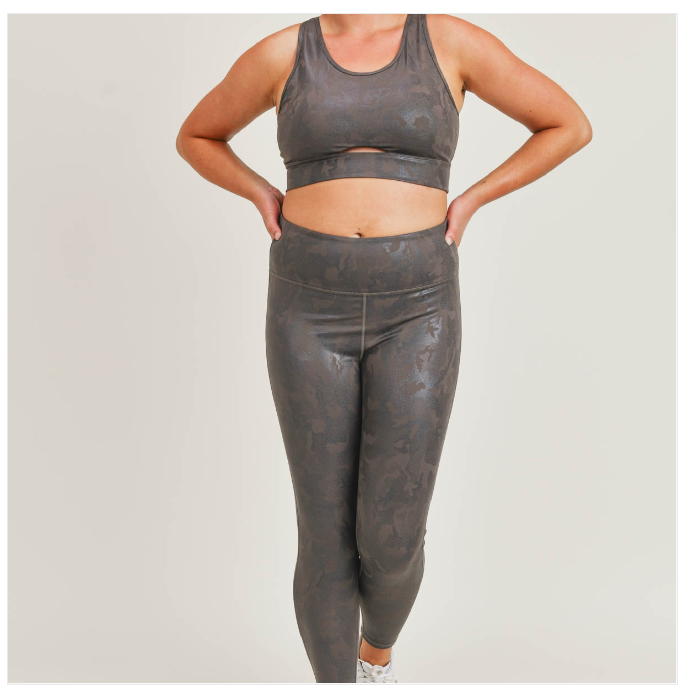 CURVY Camo Holographic Microdot Foil Peekaboo Sports Bra