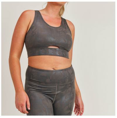 CURVY Camo Holographic Microdot Foil Peekaboo Sports Bra
