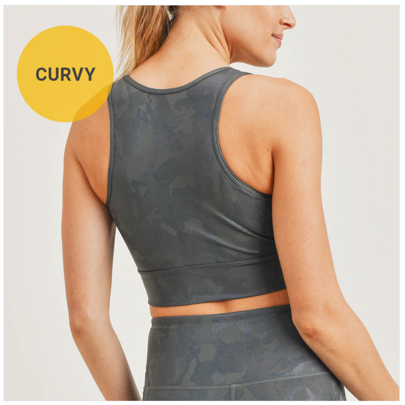 CURVY Camo Holographic Microdot Foil Peekaboo Sports Bra