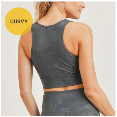 CURVY Camo Holographic Microdot Foil Peekaboo Sports Bra