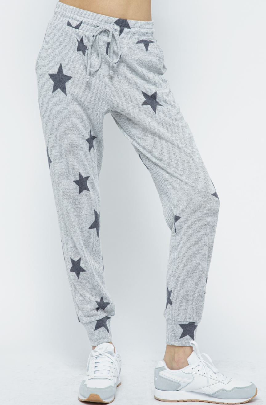Star printed knit jogger set