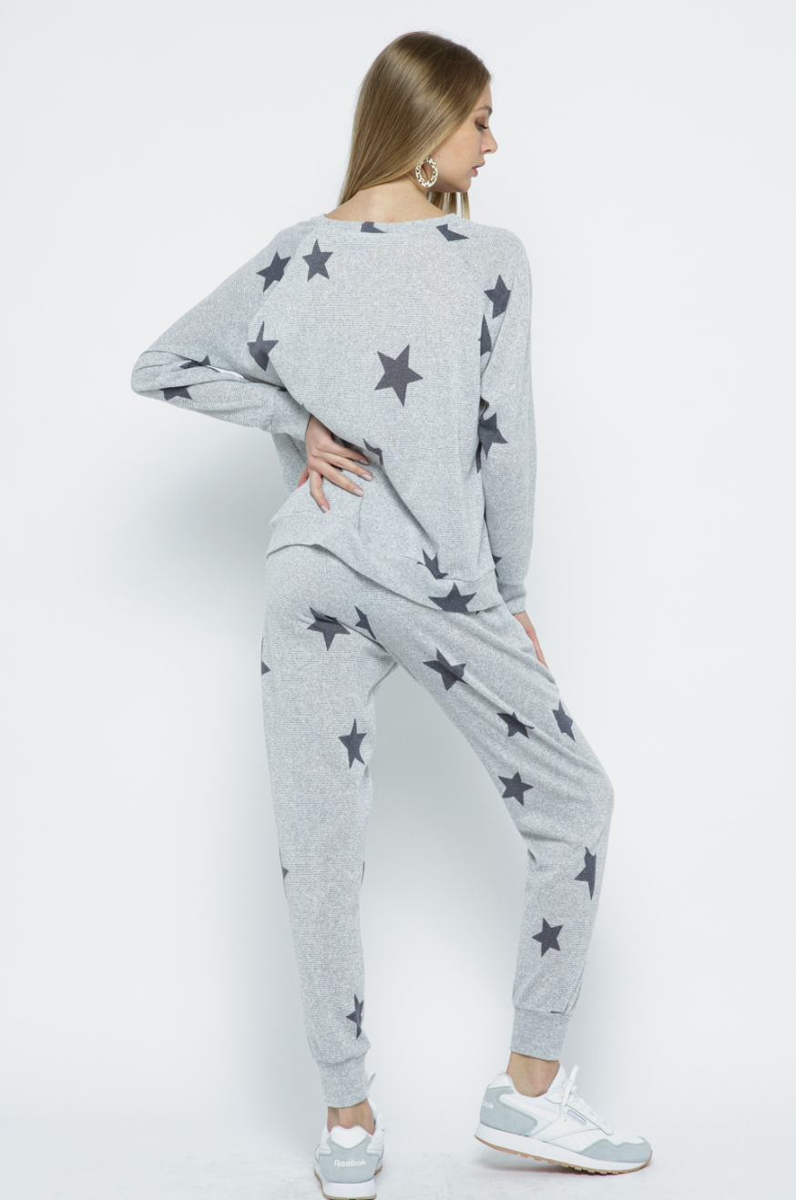 Star printed knit jogger set