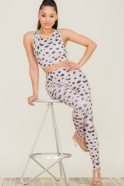 Leopard Activewear Sports Bra & Biker Short Set