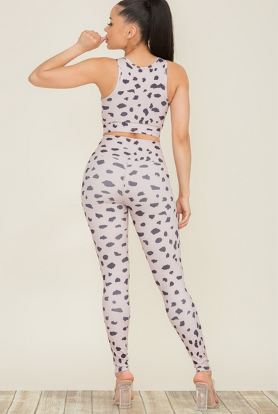 Leopard Activewear Sports Bra & Biker Short Set
