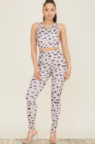 Leopard Activewear Sports Bra & Biker Short Set