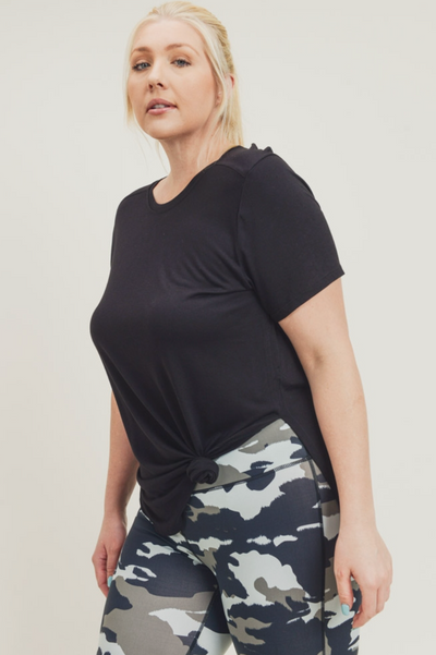 CURVY Short-Sleeve Tulip Athleisure Longline Shirt