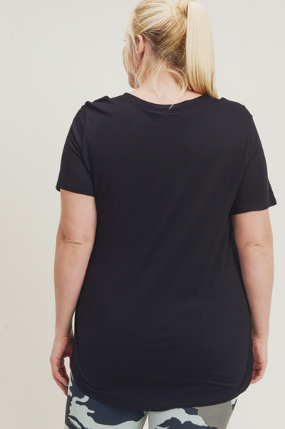 CURVY Short-Sleeve Tulip Athleisure Longline Shirt