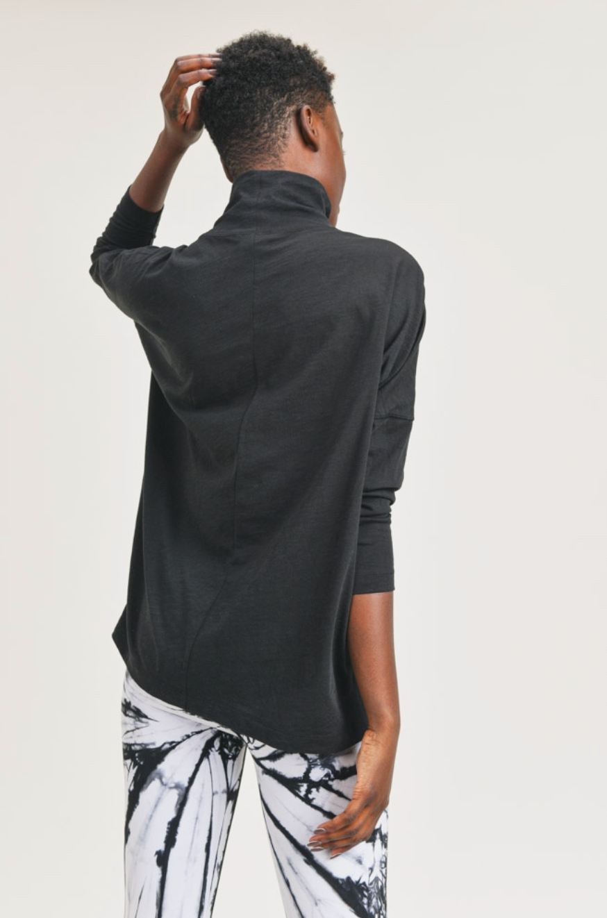Organic Cotton Blend Boxy Turtle Neck Pullover