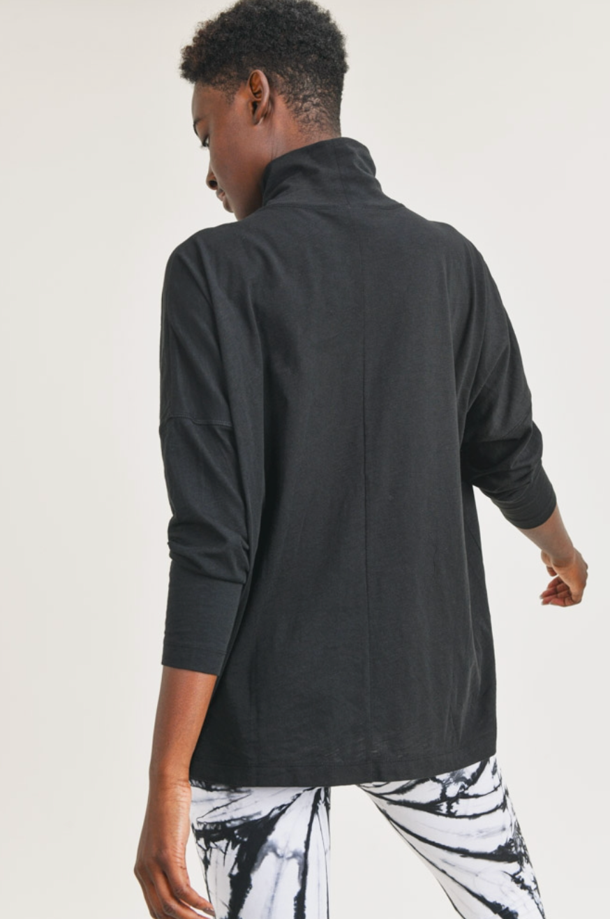 Organic Cotton Blend Boxy Turtle Neck Pullover
