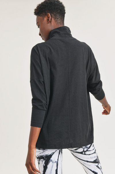 Organic Cotton Blend Boxy Turtle Neck Pullover