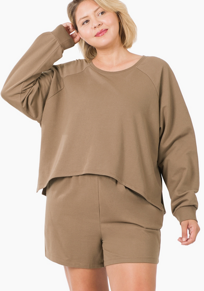 CURVES  French terry top & shorts 2pc Set